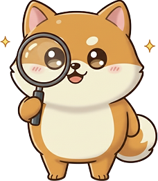 虫眼鏡を持つ犬のイラスト